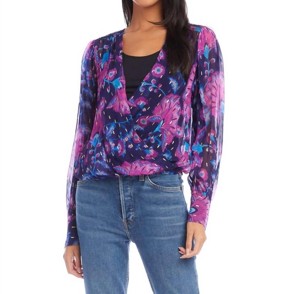 drape front top in print