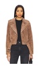 Coffee Bean Suede Cropped Moto Jacket