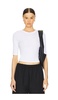 Silk Rib Cropped Half Sleeve Crew