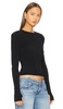 Shoulder Pad Long Sleeve Crew Top