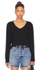 Long Sleeve Cotton Boxy V Neck Tee