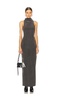 Cowl Neck Racer Back Fitted Long Dress