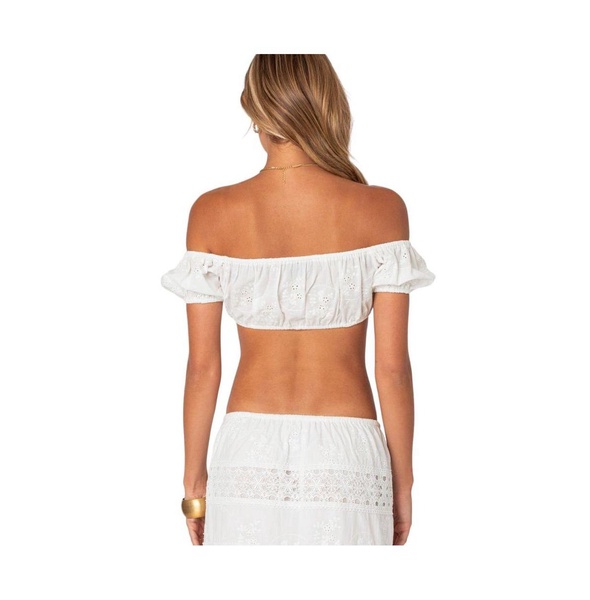 Women's Skye Off Shoulder Eyelet Crop Top