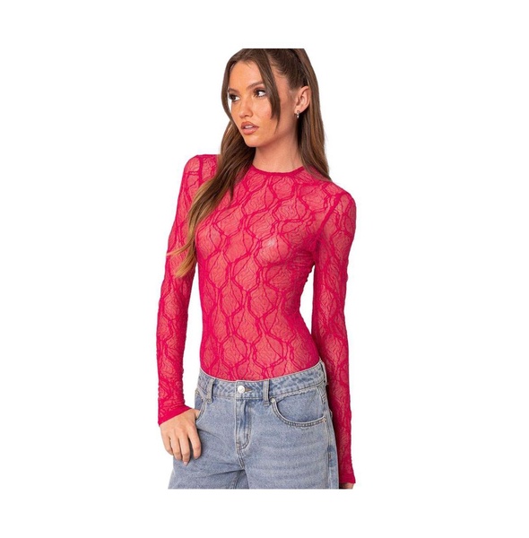 Women's Lina textured sheer lace bodysuit