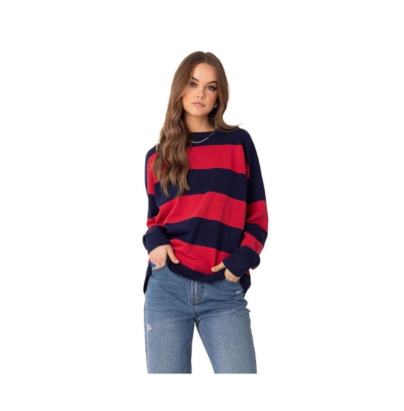 Women's Light Knitted Oversize Sweater With Stripes