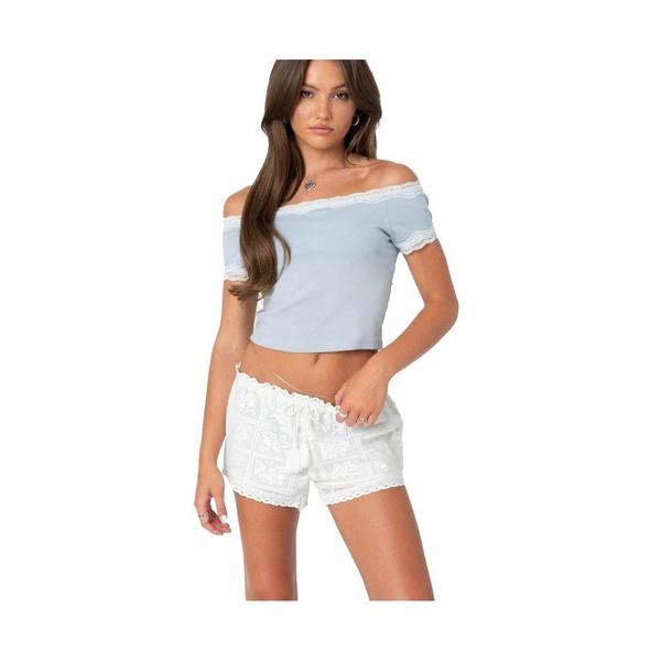 Women's Lace Trim Off Shoulder Top