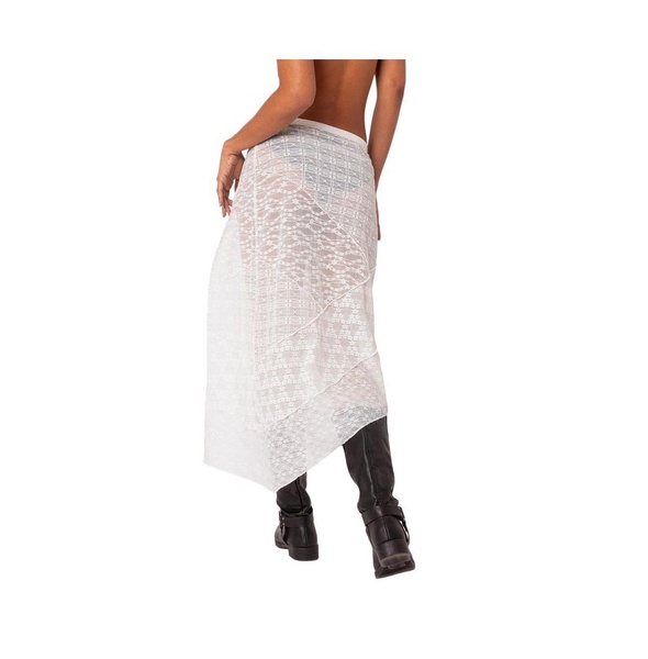 Women's Sheer Patchwork Lace Maxi Skirt