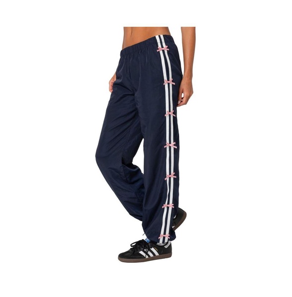 Women's Bow Stripe Nylon Track Pants