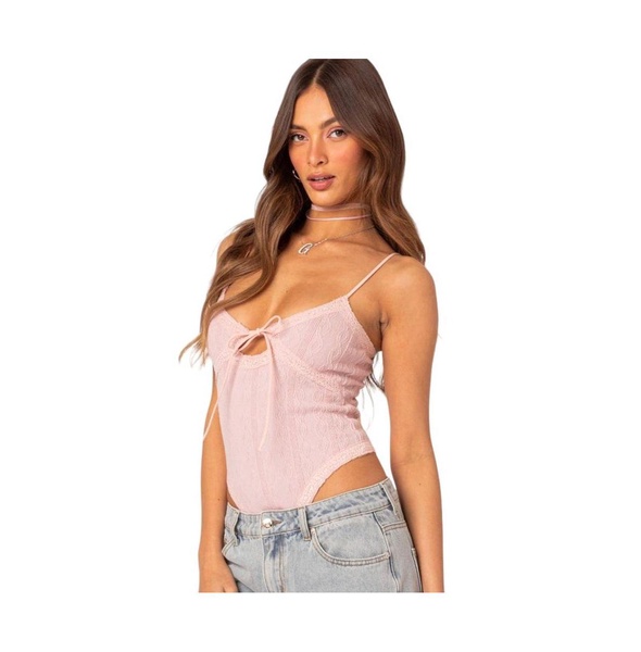 Women's Lacey Knit Cut Out Bodysuit