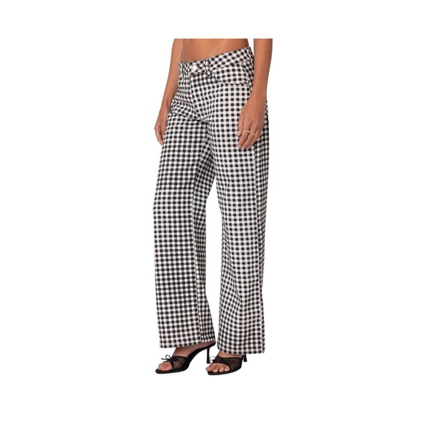 Women's Gingham Printed Low Rise Jeans