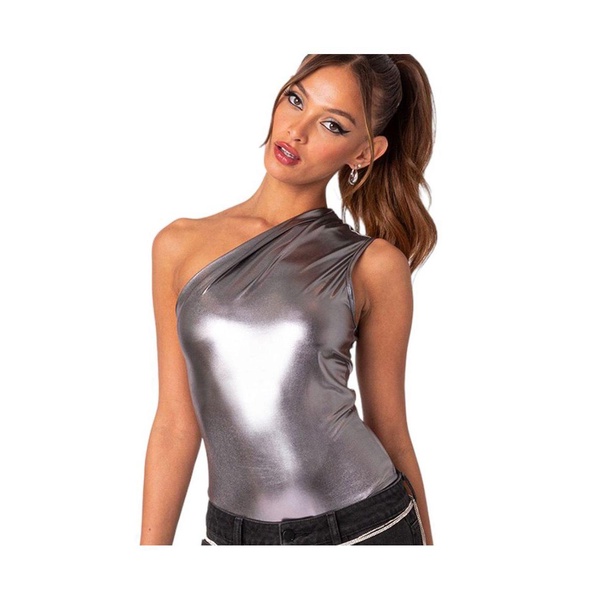 Women's Feona gathered metallic bodysuit