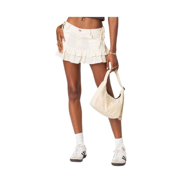 Women's Dev ruffle linen mini skirt