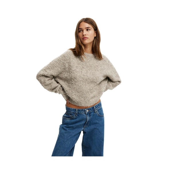 Women's Shaggy Crop Crew Sweater