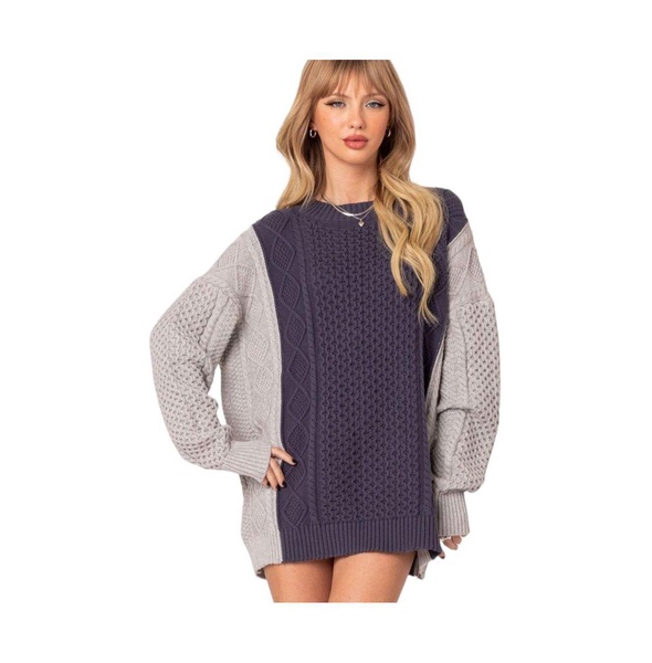 Women's Two tone oversized cable knit sweater