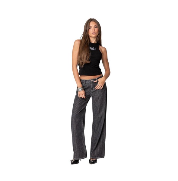 Women's Pinstripe Low Rise Jeans