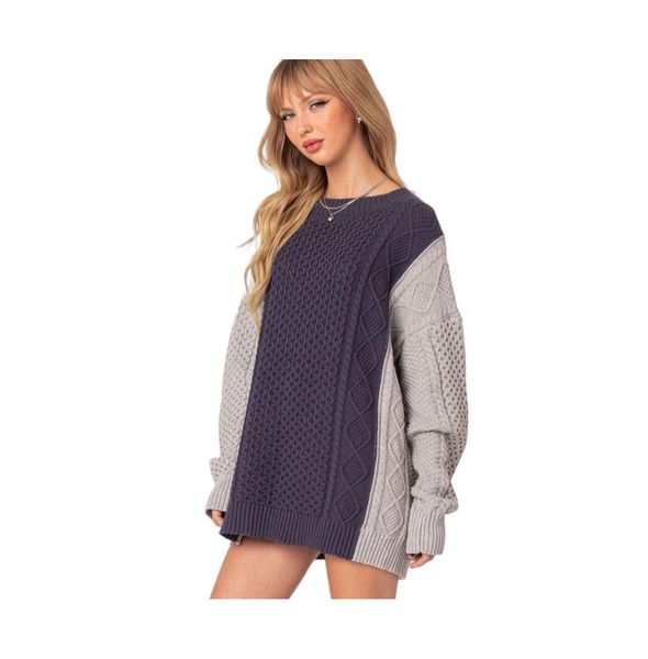 Women's Two tone oversized cable knit sweater