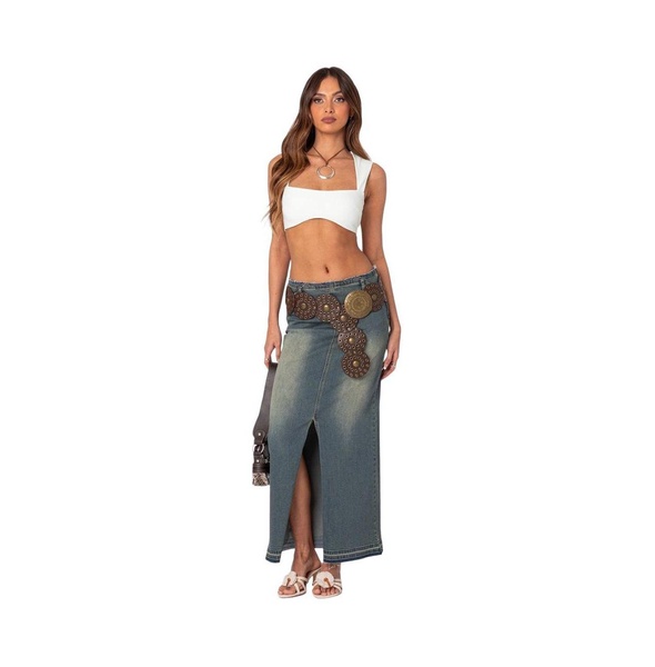 Women's Lexy Washed Denim Maxi Skirt