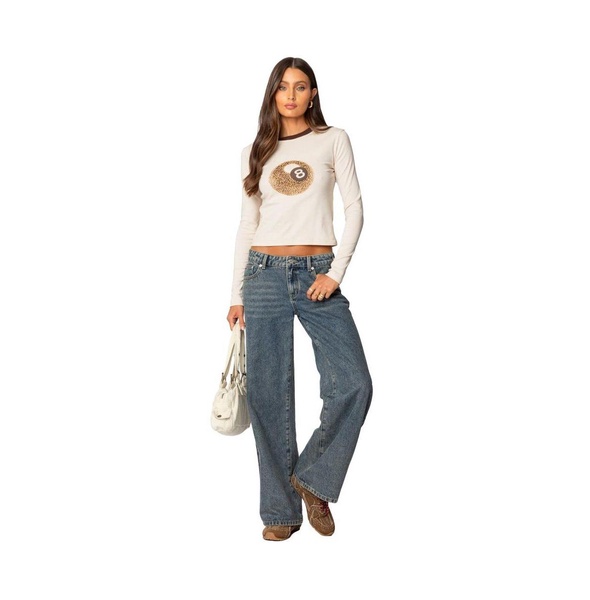 Women's Leopard Heart Washed Jeans