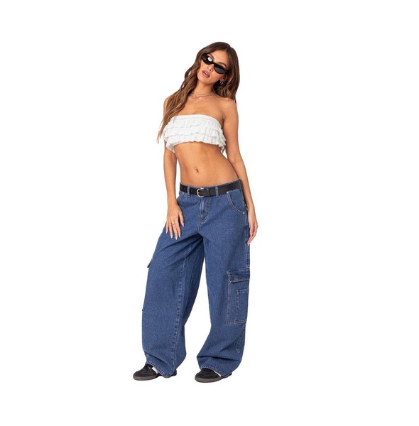 Women's Super Oversized Belted Boyfriend Jeans