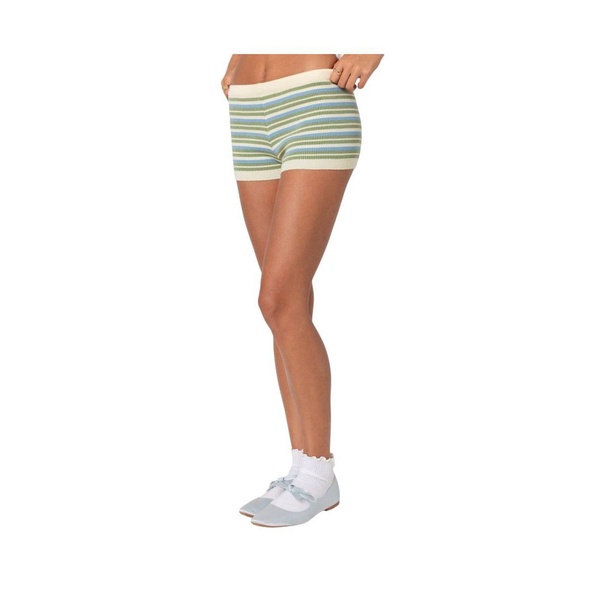 Women's Scalloped & Striped knit shorts