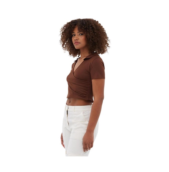 Women's Constance Collared Wrap Crop Top