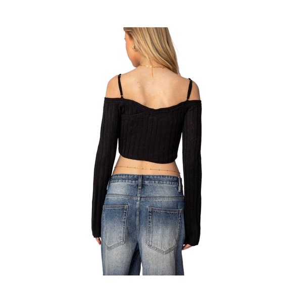 Women's Triangle Hem Off Shoulder Sweater