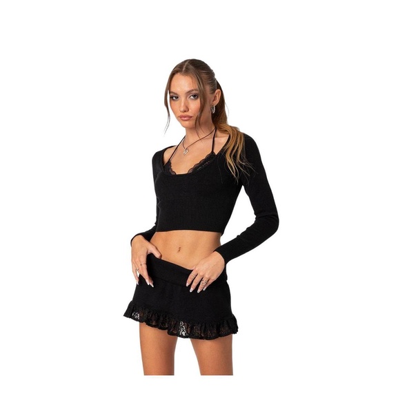 Women's Lace bra detail knit top