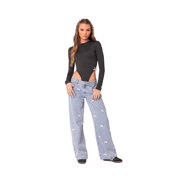 Women's Lucille low rise satin bow jeans