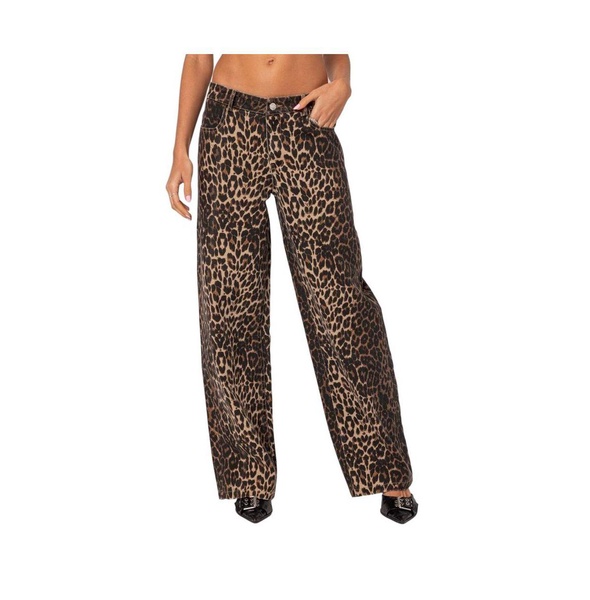 Women's Leopard Printed Low Rise Jeans