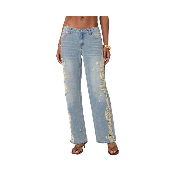 Women's Distressed Sides washed jeans