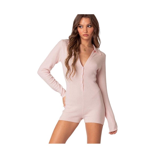 Women's Lillian button front knit romper