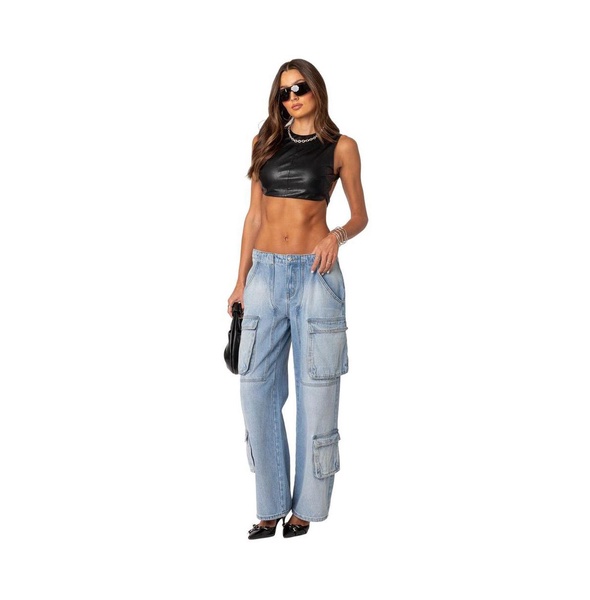 Women's Porsha open back faux leather crop top