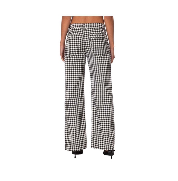 Women's Gingham Printed Low Rise Jeans