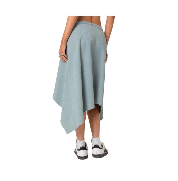 Women's Asymmetric wrapped denim midi skirt