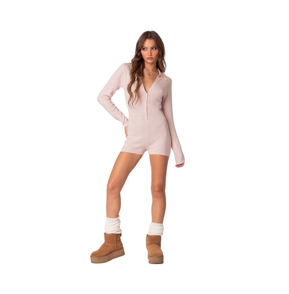 Women's Lillian button front knit romper