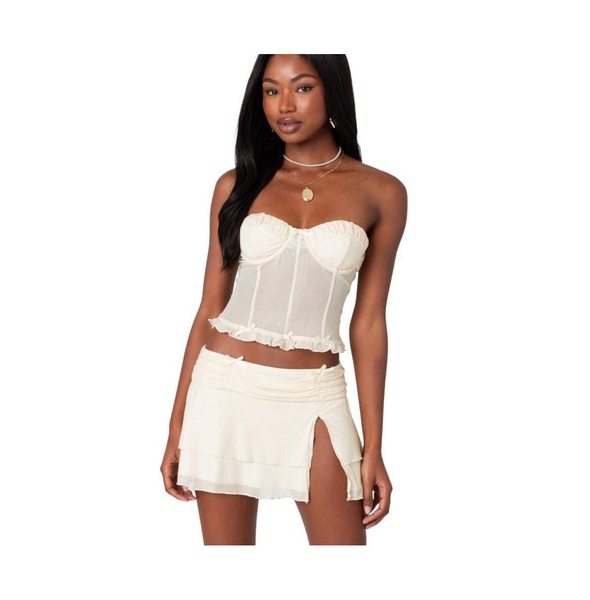 Women's Jojo Strapless Sheer Mesh Corset Top