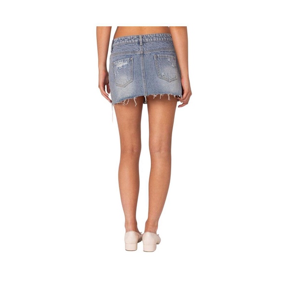 Women's Ginnie Low Rise Distressed Denim Mini Skirt