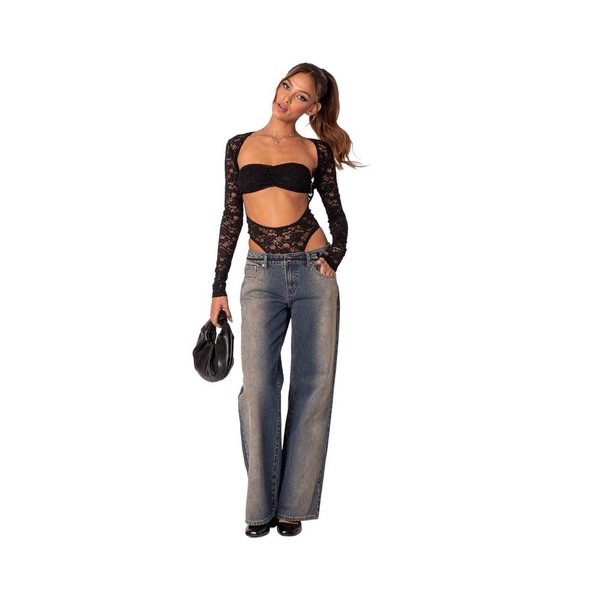 Women's Zoey Sheer Lace Two Piece Bodysuit