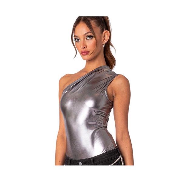 Women's Feona gathered metallic bodysuit