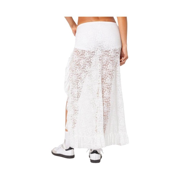 Women's Ruffled Sheer Lace Maxi Skort