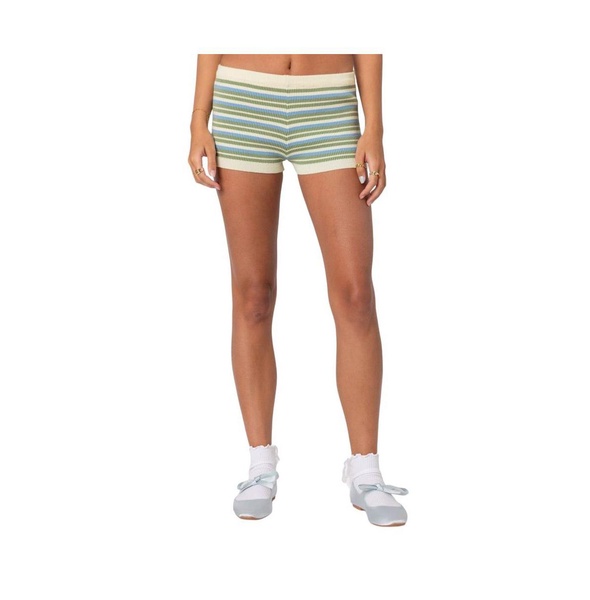 Women's Scalloped & Striped knit shorts