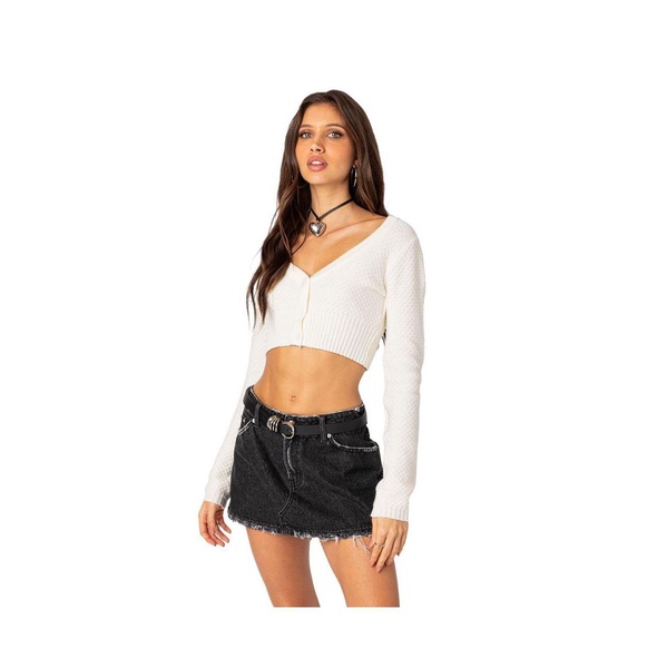 Women's V Neck Cropped Cardigan