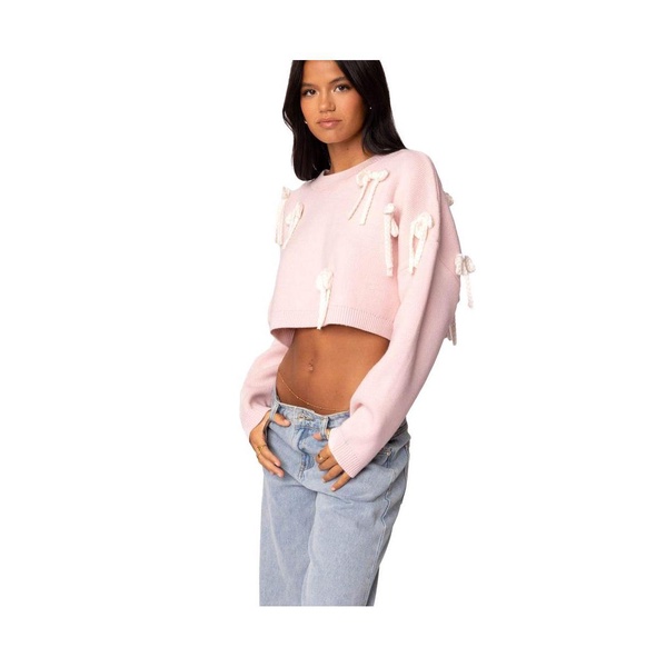 Women's Chunky Bow Cropped Sweater