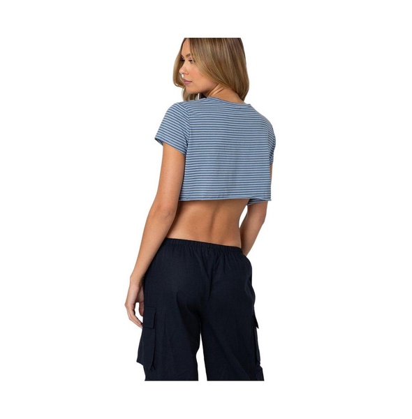 Women's Stripey Cropped T Shirt