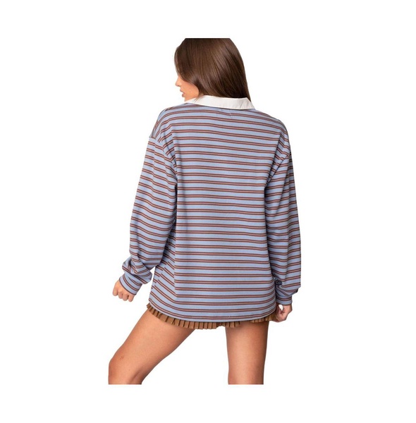 Women's Stripey Oversized Collared Shirt