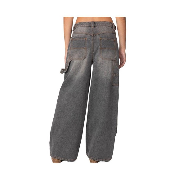 Women's Baggy Washed Low Rise Carpenter Jeans