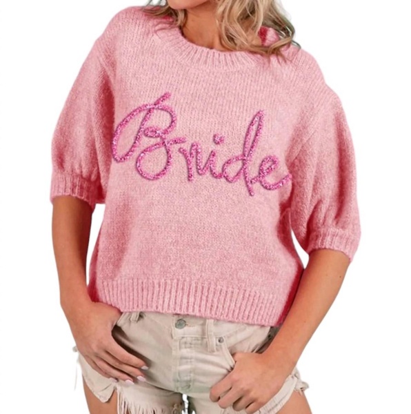 metallic sweaters in bride pink