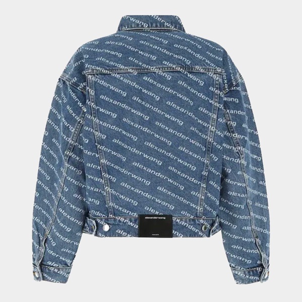 Alexander Wang Deep Blue And White Denim Logo Jacket