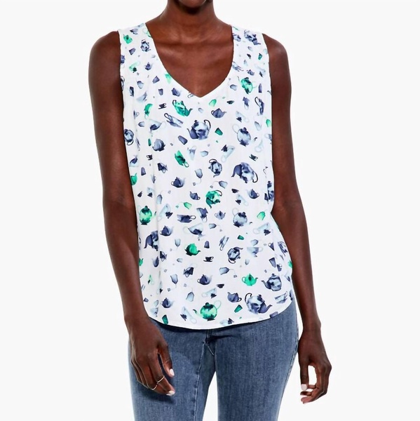 garden party tank in green multi