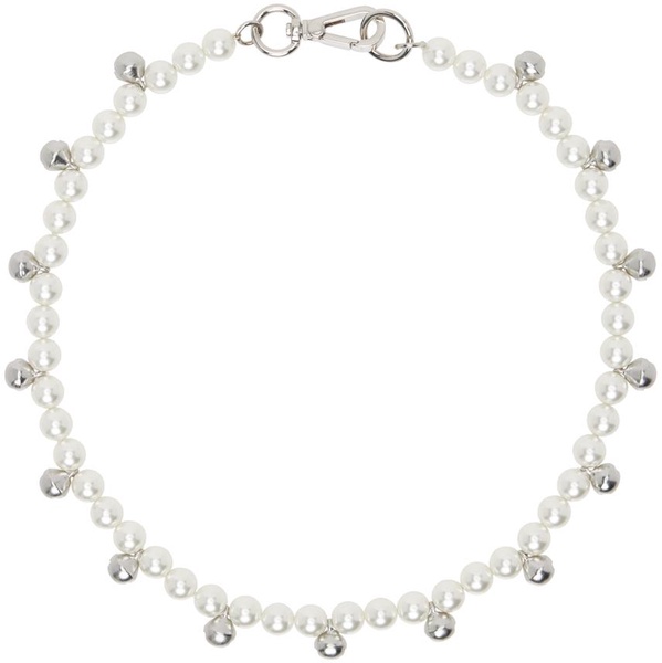 White Bell Charm & Pearl Necklace